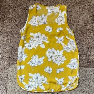 LOFT Mustard Floral Sleeveless Top